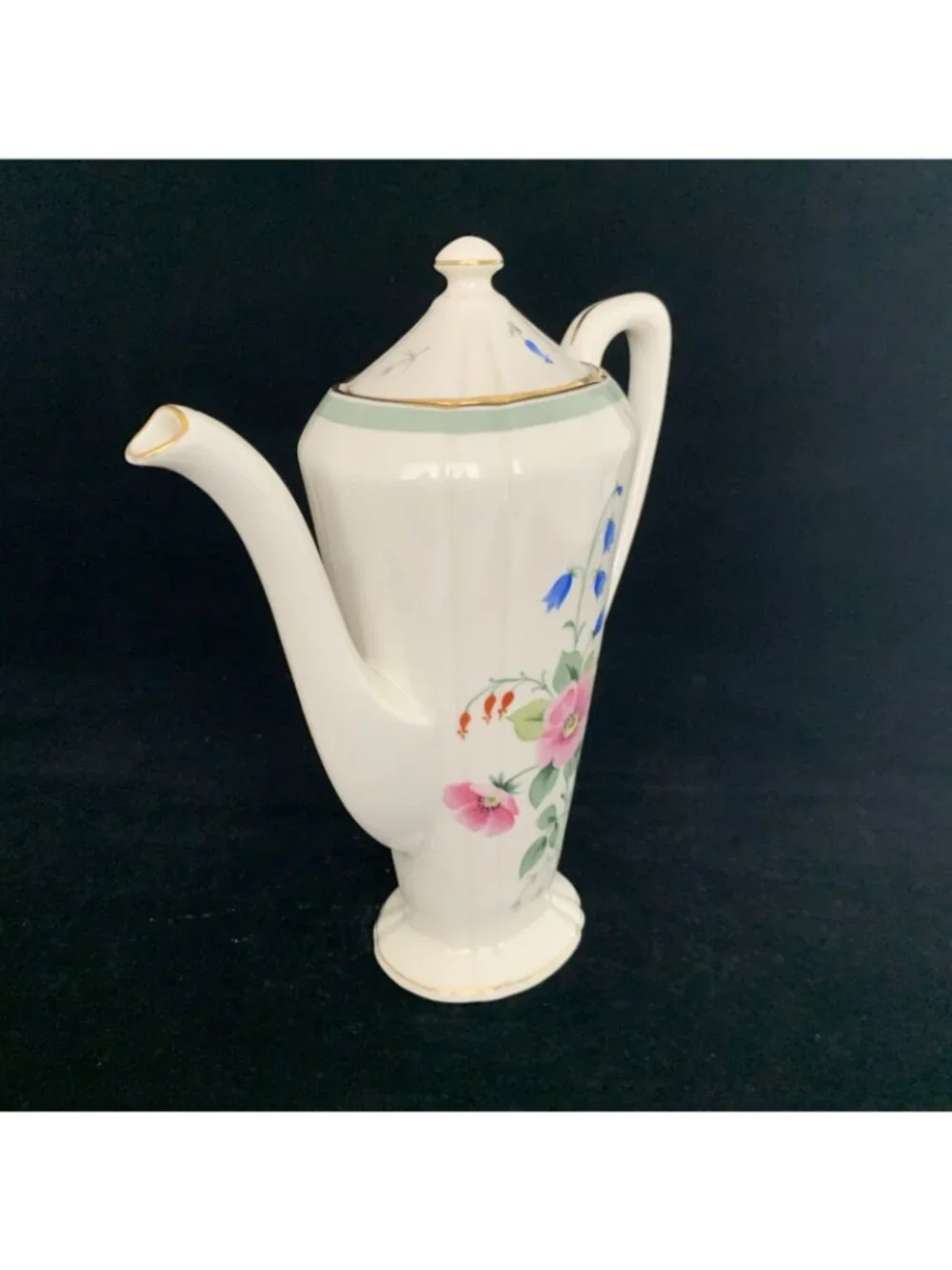 Vintage Frederik Lunning Coffee Pot 1037 E Challinor Signed Floral Porcelain 7.5 - Picture 6 of 12